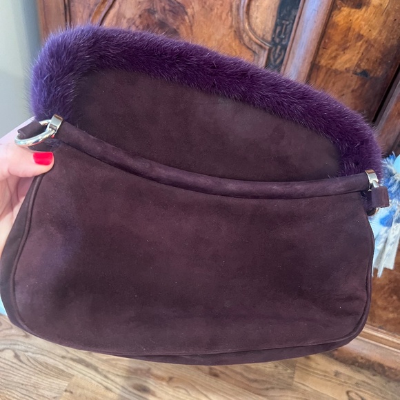 Escada Deep Plum Suede Baguette - Picture 8 of 8